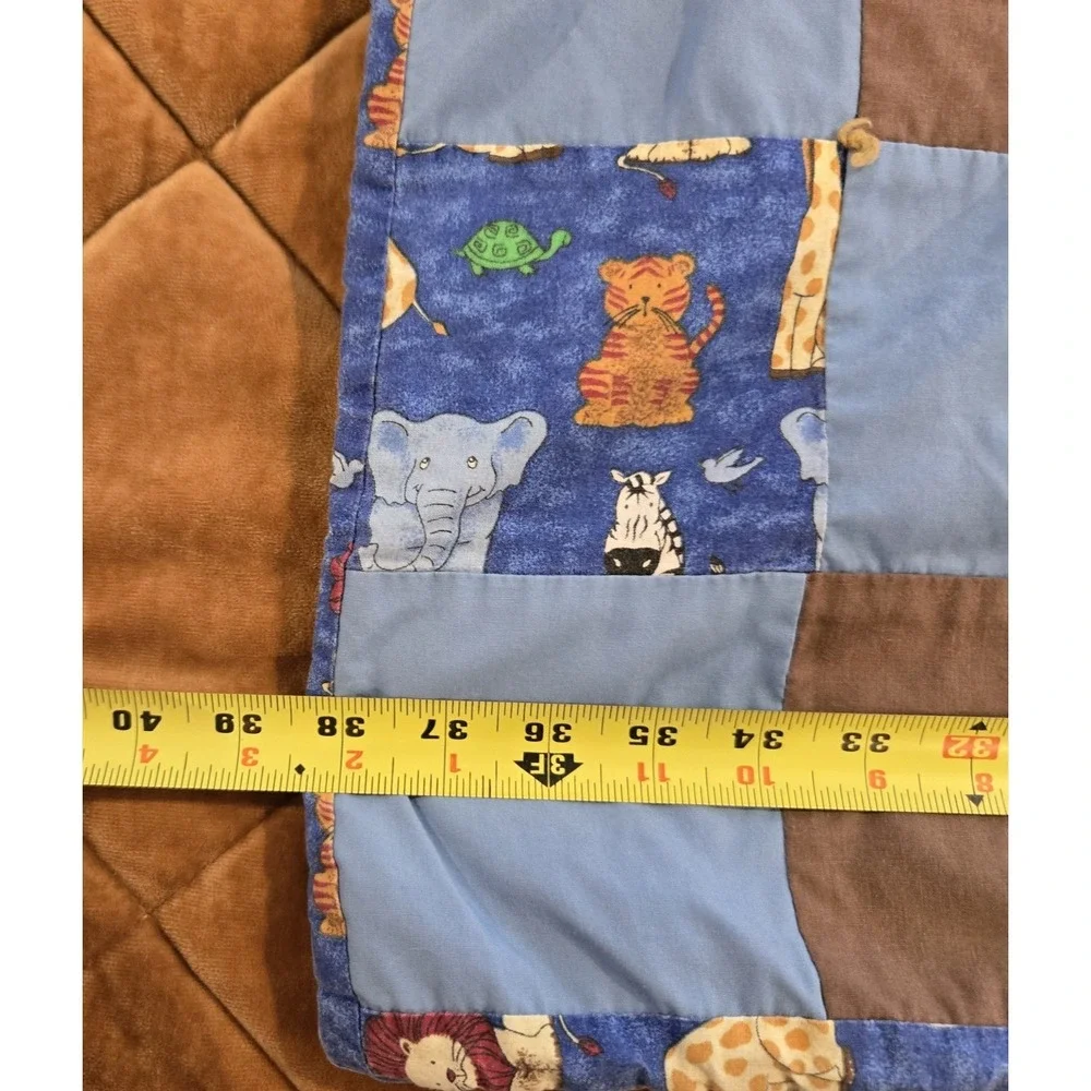 Handmade‎ Quilt Design Baby Blanket Various Animal Pattern Blue Brown 46